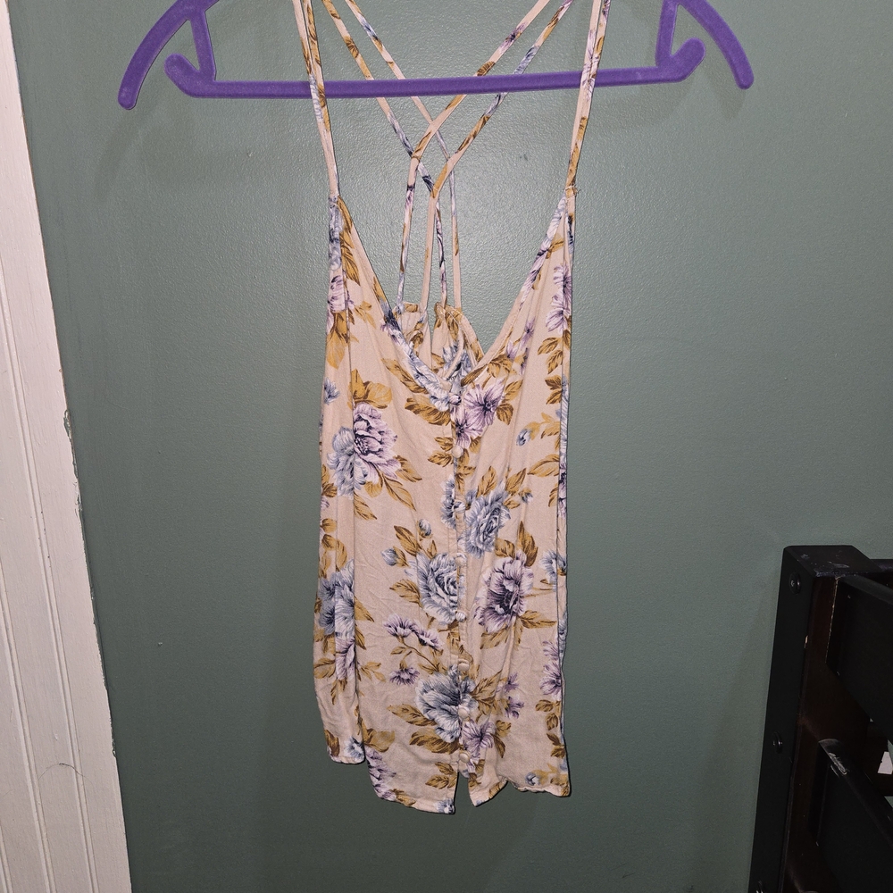 SHEIN Cream Floral Strappy Camisole